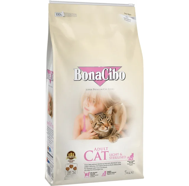 Сухий корм BonaCibo Adult Cat Light&Sterilized для стерилізованих котів, курка/анчоуси/рис, 5 кг