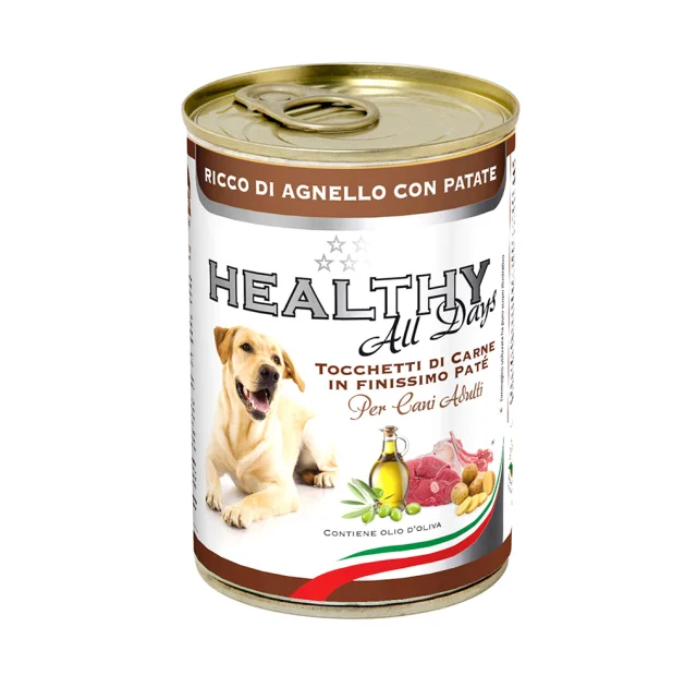 Консерва Healthy All Days, паштет зі шматочками, ягнятина з картоплею, для собак, 400 г