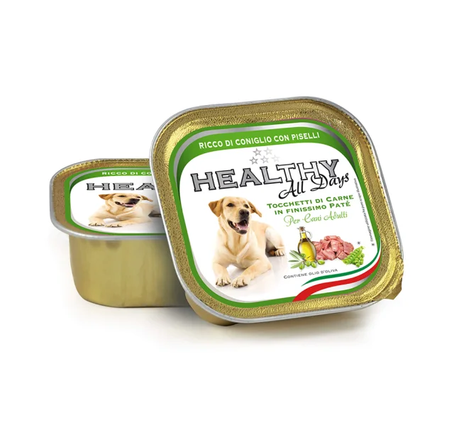 Влажный корм Healthy All Days, паштет с кусочками, крольчатина с горохом, 150 г