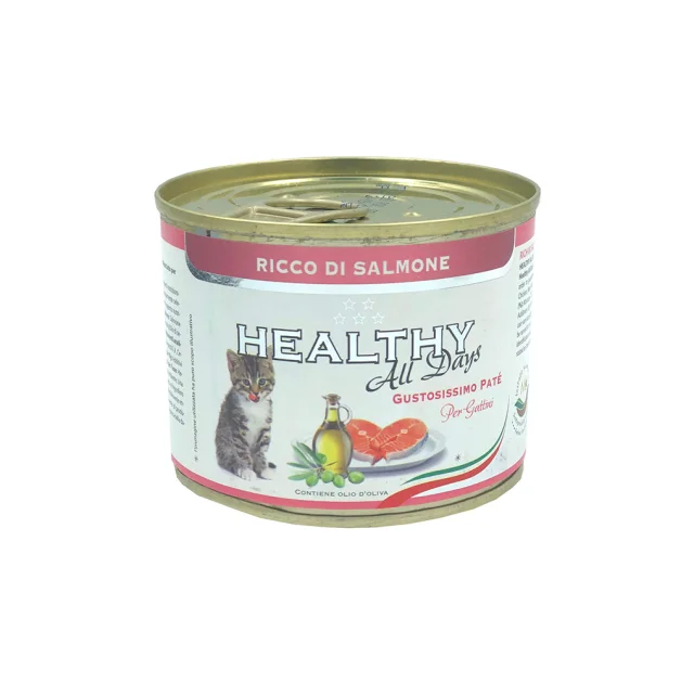 Консерва Healthy All Days монопротеиновая, паштет с лососем, для кошек, 200 г
