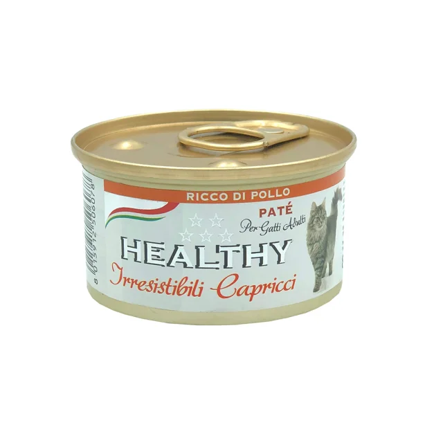Консерва Healthy Irresistibili Capricci для требовательных кошек, паштет с курятиной, 85 г