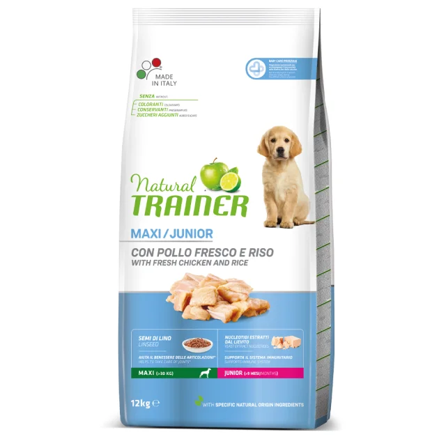 Корм Trainer Natural Super Premium Junior Maxi для щенков больших пород, до 24 месяцев, 12 кг
