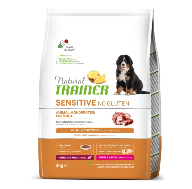 Корм Natural Trainer Dog Sensitive для щенков средних и больших пород, с уткой, 3 кг