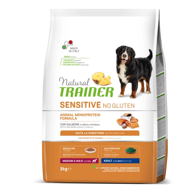 Корм Natural Trainer Dog Sensitive для взрослых собак средних и крупных пород, с лососем, 3 кг