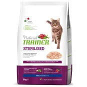 Корм Trainer Natural Cat Adult Sterilised для взрослых стерилизованных кошек от 1 года, с индюшатиной, 3 кг