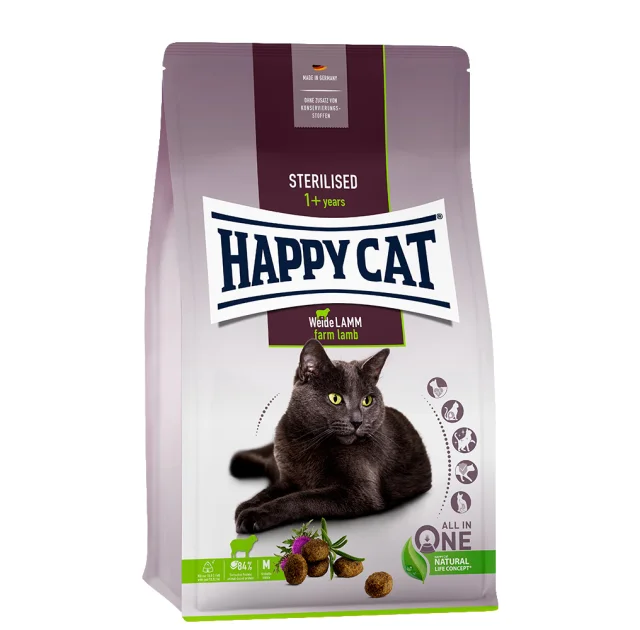 Сухой корм Happy Cat Sterilised Weide Lamm для взрослых стерилизованных кошек, со вкусом ягненка, 10 кг