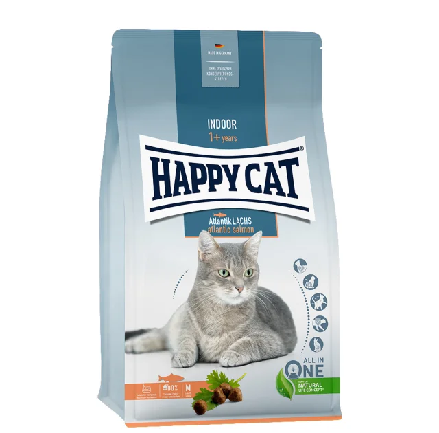 Сухой корм Happy Cat Indoor Atlantik Lachs для кошек, живущих в помещении, со вкусом лосося, 300 г