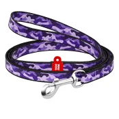 Поводок Waudog Nylon для собак, рисунок Фиолетовый камо, нейлоновый, 10 мм/122 см