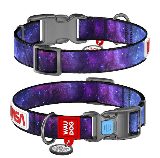 Ошейник Waudog Design с QR паспортом для собак, рисунок NASA21, размер S, ширина 15 мм, длина 25-35 см