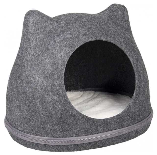 Домик Flamingo Basket Tiga для кошек, фетр, серый, 43×36×35 см