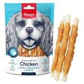 Лакомство Wanpy Chicken Jerky & Rawhide Twists палочка с вяленой курицей, для собак, 100 г