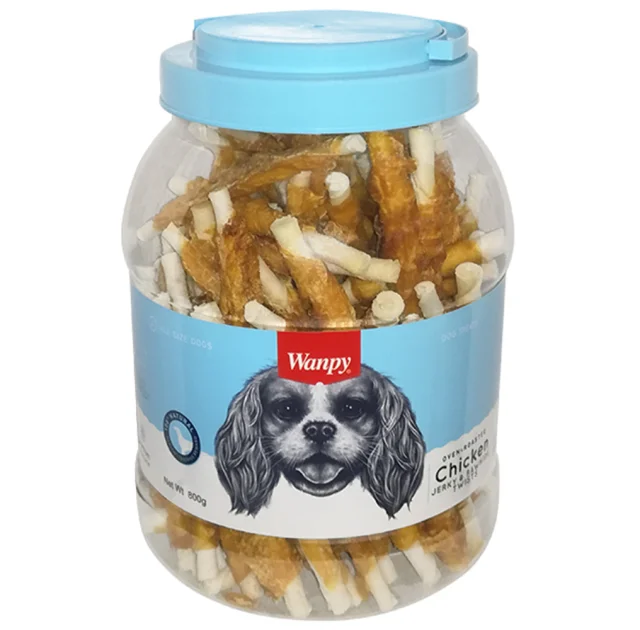 Лакомство Wanpy Chicken Jerky & Rawhide Twists палочка с вяленой курицей, для собак, 800 г