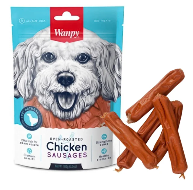 Лакомство Wanpy Chicken Sausages куриные сосиски, для собак, 100 г