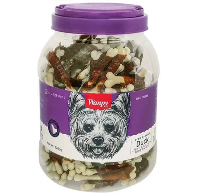 Лакомство Wanpy Duck Jerky & Calcium Bone Twists кость с вяленой уткой и кальцием, для собак, 1.2 кг