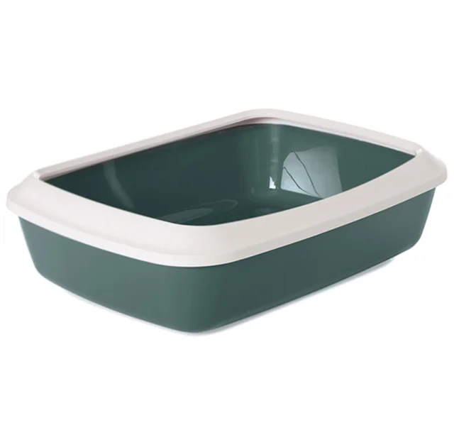 Лоток туалет с бортиком Savic Iriz Nordic Litter Tray для кошек, серо-зелёный, 42×31×12.5 см