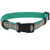 Ошейник Coastal Ribbon Weave Collar для собак, темно-бирюзовый с косточками, 30-45×1.6 см