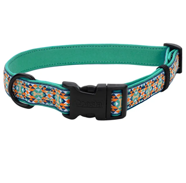 Ошейник Coastal Ribbon Weave Collar для собак, темно-бирюзовый с косточками, 30-45×1.6 см