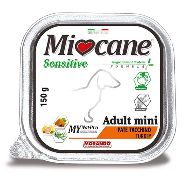 Монопротеиновый беззерновой влажный корм Morando MioСane Sensitive Monoprotein для собак, индейка, 150 г