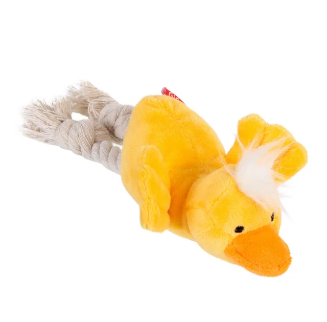 Іграшка Gigwi Catch&fetch качка з пищалкою, для собак, плюш та мотузка, 15 см