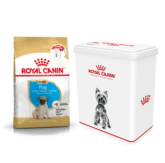 Сухой корм Royal Canin Pug Puppy для щенков мопса до 10 месяцев, 1.5 кг + контейнер в подарок