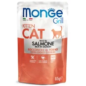 Вологий корм Monge Cat Grill Kitten для кошенят, запечені шматочки в соусі, з лососем, 85 г