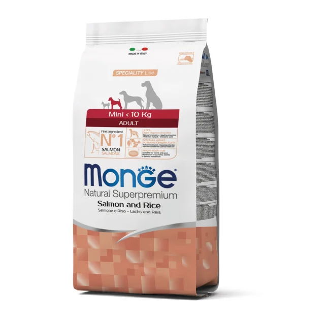 Сухий корм Monge Dog Mini Adult, для собак малих порід, лосось та рис, 800 г