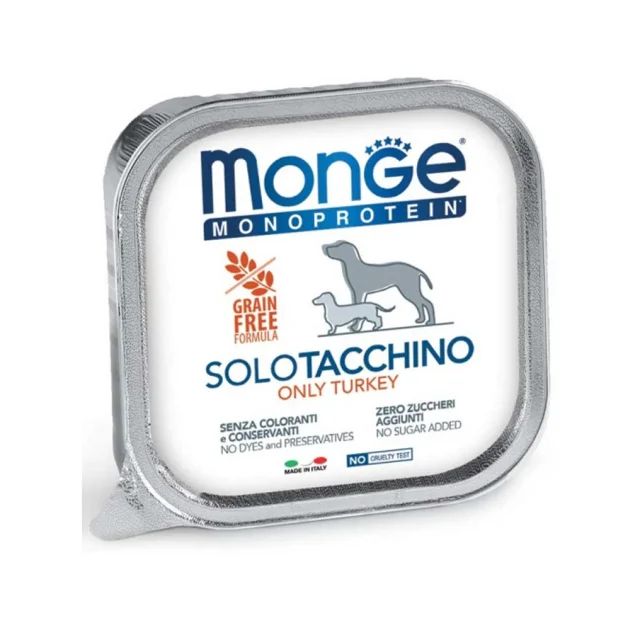 Консервы Monge Dog Solo для собак, с индейкой, 150 г