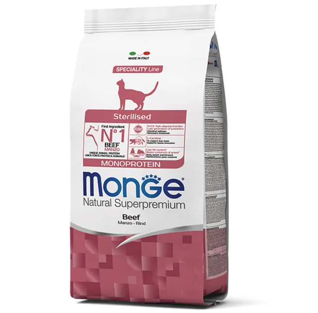 Сухой корм Monge Cat Sterilised для стерилизованных кошек, с говядиной, 1.5 кг