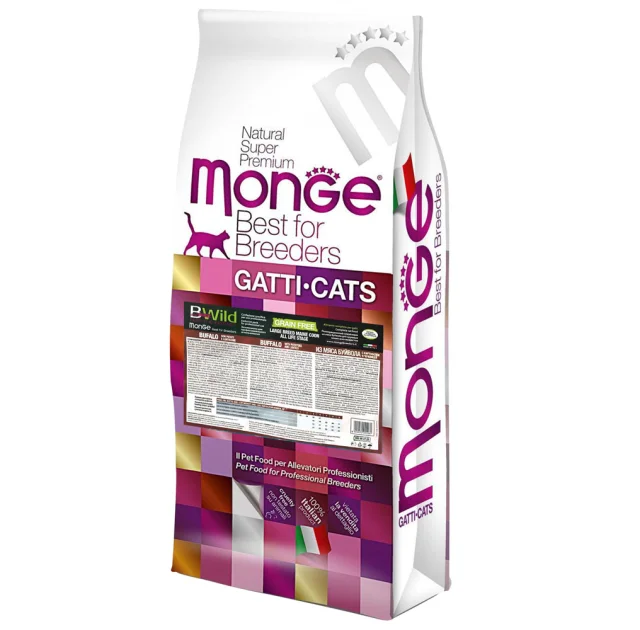 Сухий корм Monge Cat Be Wild Gr.Free для котів великих порід з 2-х місяців, з м'ясом буйвола, 10 кг