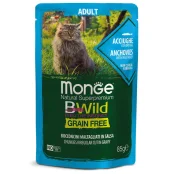 Вологий корм Monge Cat Be Wild Gr.Free Wet для дорослих котів, шматочки в соусі, анчоус з овочами, 85 г