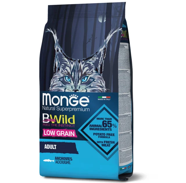Сухий низькозерновий корм Monge Cat Be Wild Low Grain, для котів, з анчоусом, 1.5 кг