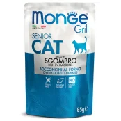 Вологий корм Monge Cat Grill Senior для котів, запечені шматочки в соусі, з макрелью, 85 г