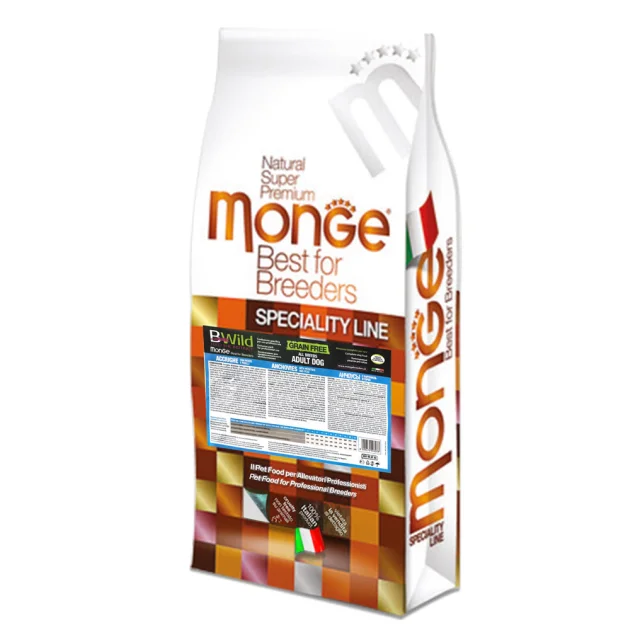 Сухой беззерновой корм Monge Dog Be Wild Gr.Free для собак, с анчоусом, 17.5 кг