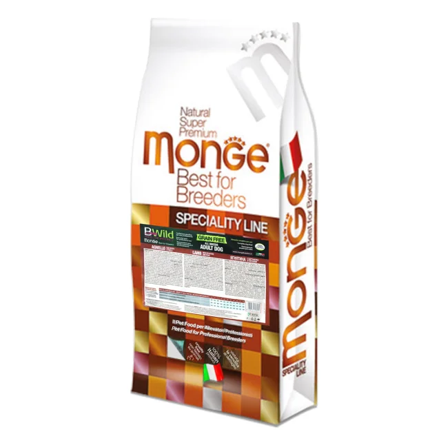 Сухой беззерновой корм Monge Dog Be Wild Gr.Free для собак, с ягненком, 17.5 кг