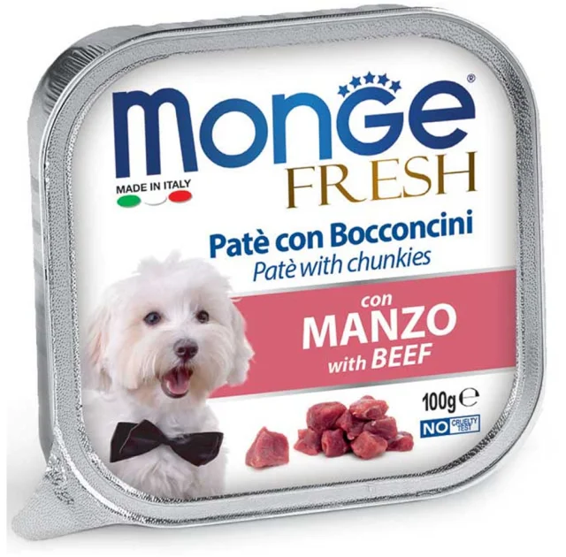 Консервы Monge Dog Fresh для собак, паштет, со свежей говядиной, 100 г