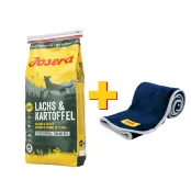Сухий корм Josera Adult Lachs & Kartoffel для дорослих і активних собак, з лососем та картоплею, 15 кг, плед у подарунок