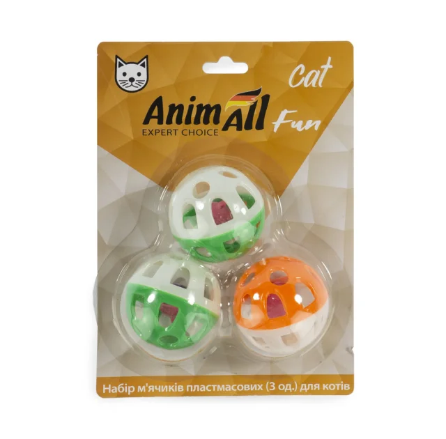 Набор мячиков AnimAll Fun Cat для кошек, пластик, 3 шт