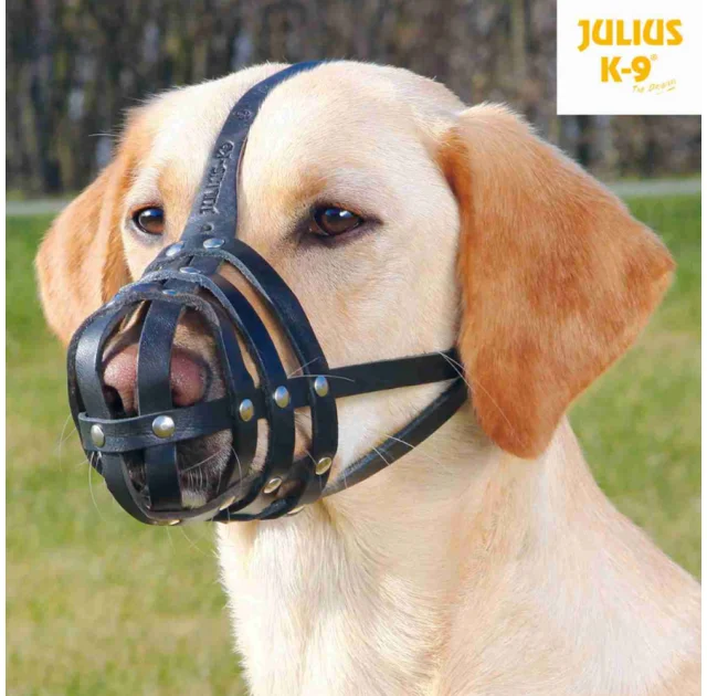 Намордник Trixie Julius-K9 L-XL, для собак, шкіра, чорний, 34×31 см