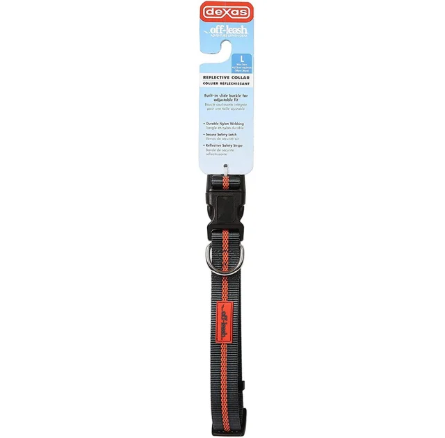 Ошейник DEXAS Off Leash для собак, нейлон, большой, 2.5 см/45.7-66 см, серый-оранжевый