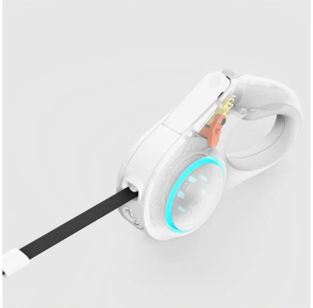 Поводок-рулетка Petkit Travel Go Shine Max Pet Leash для собак, с подсветкой, серый, до 50 кг, 4.5 м