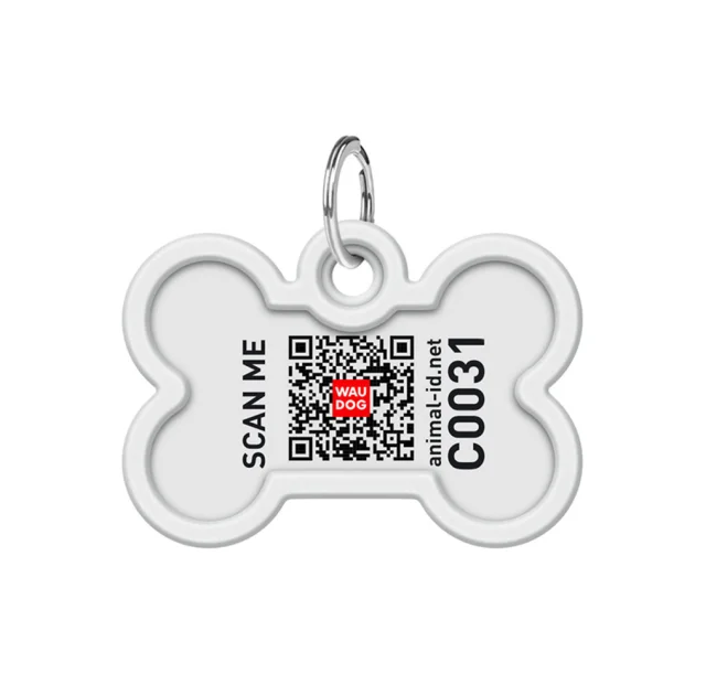 Адресник WAUDOG Smart ID c QR паспортом для собак і котів, метал, малюнок "Бетмен лого", кістка, 40×28 мм