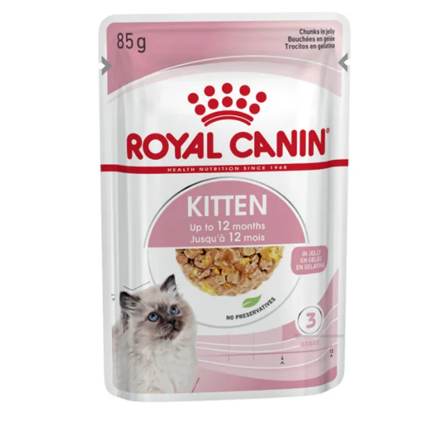 Влажный корм Royal Canin Kitten для котят от 4 до 12 месяцев, кусочки в желе, 85 г