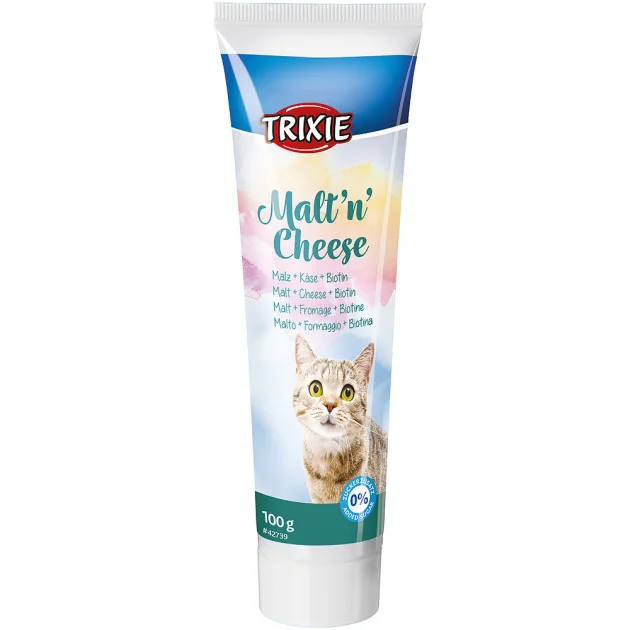Паста Trixie Malt'n'Cheese для котів, для виведення шерсті, солод сир і біотин, 100 г