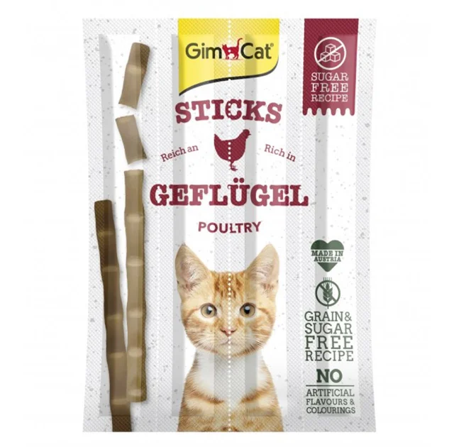 Ласощі GimCat Sticks палички з м'ясом птиці, для кішок, 4 шт