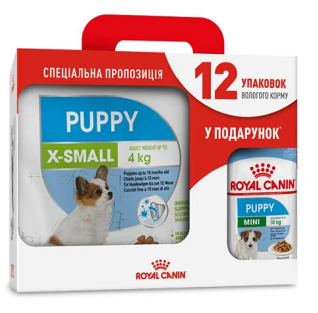 Сухий корм Royal Canin Mini Puppy для цуценят дрібних порід до 10 місяців, 4 кг + 12 паучів у подарунок