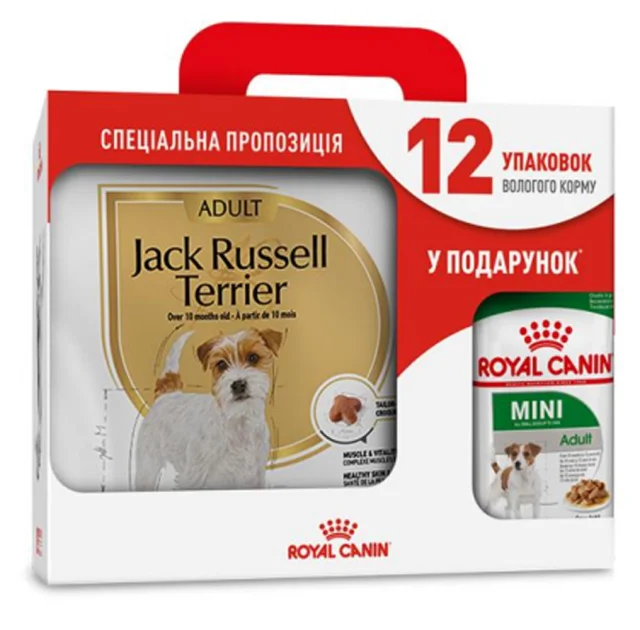 Сухий корм Royal Canin Jack Russel Terrier Adult для джек рассел тер'єра, 3 кг + 12 паучів у подарунок