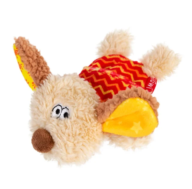 Мягкая игрушка GiGwi Plush, плюшевая собачка, с пищалкой, текстиль, 13 см