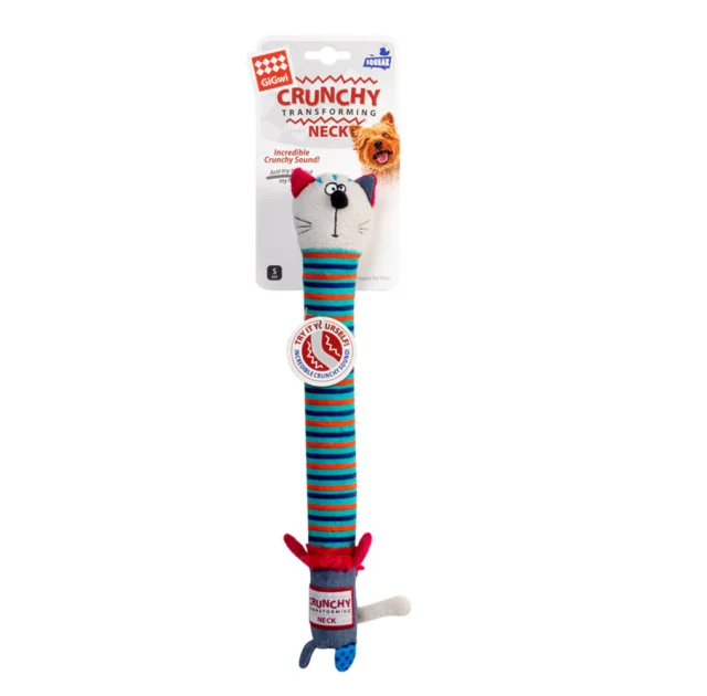 Іграшка GiGwi Crunchy, для собак, кіт із хрусткою шиєю, текстиль, 28 см