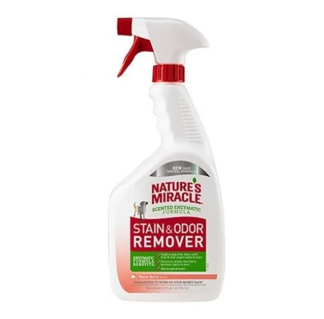Спрей 8in1 Nature`s Miracle Dog Stain&Odor Remover Spray удаления пятен и запахов собак, аромат дыни, 946 мл