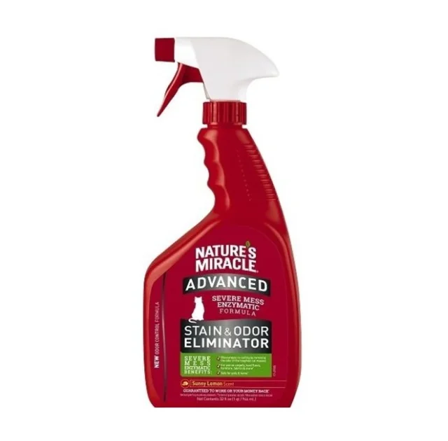 Спрей 8in1 Nature`s Miracle Stain&Odor Eliminator усиленная форма удаления пятен и запахов кошек, лимон, 946 мл